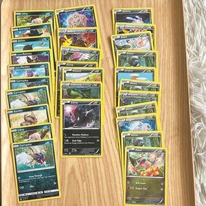 39 rare Pokemon Trading Card Collection, black, teal, grass green, holographic